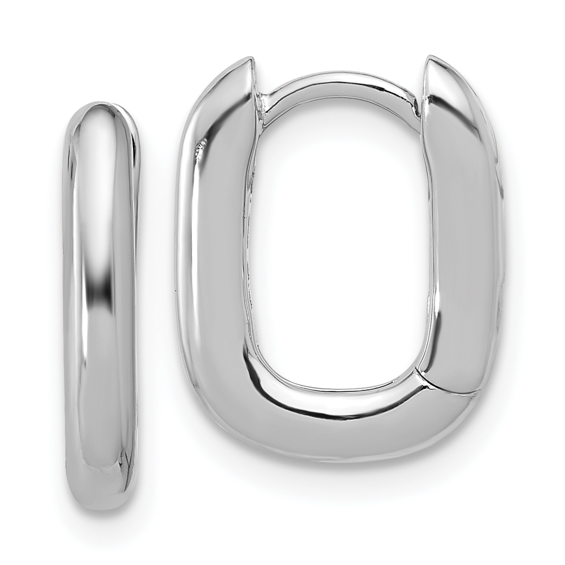 Sterling Silver Rhodium-plated Rounded Edge Square Hinged Hoop Earrings (QE16965GP)