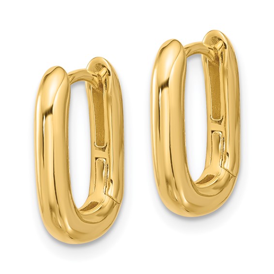 Sterling Silver Gold-tone Rounded Edge Square Hinged Hoop Earrings