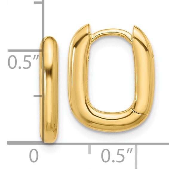 Sterling Silver Gold-tone Rounded Edge Square Hinged Hoop Earrings