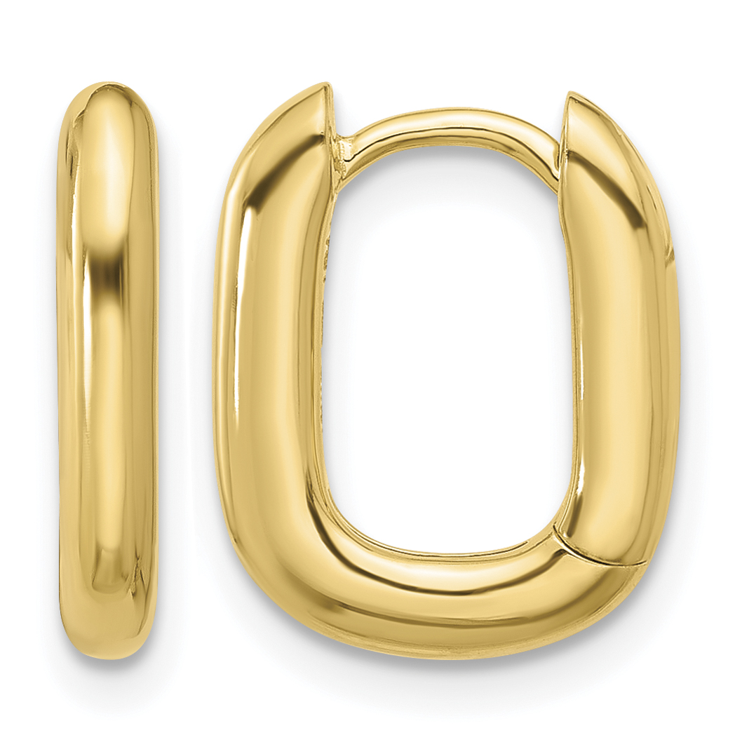 Sterling Silver Gold-tone Rounded Edge Square Hinged Hoop Earrings (QE16966)