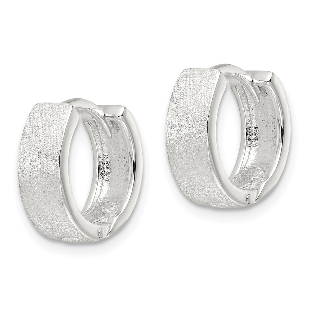Sterling Silver Brushed and Polished 5mm Hinged Hoop Earrings (QE16967)