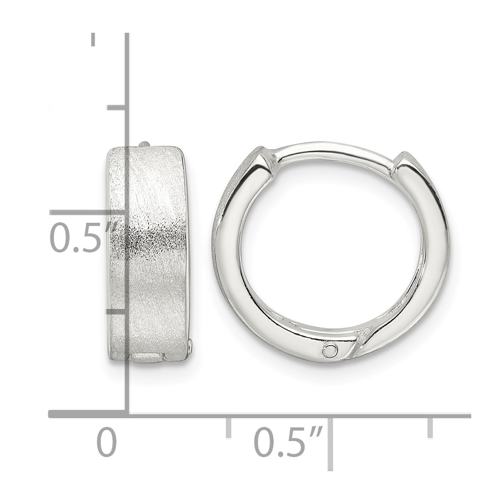 Sterling Silver Brushed and Polished 5mm Hinged Hoop Earrings (QE16967)