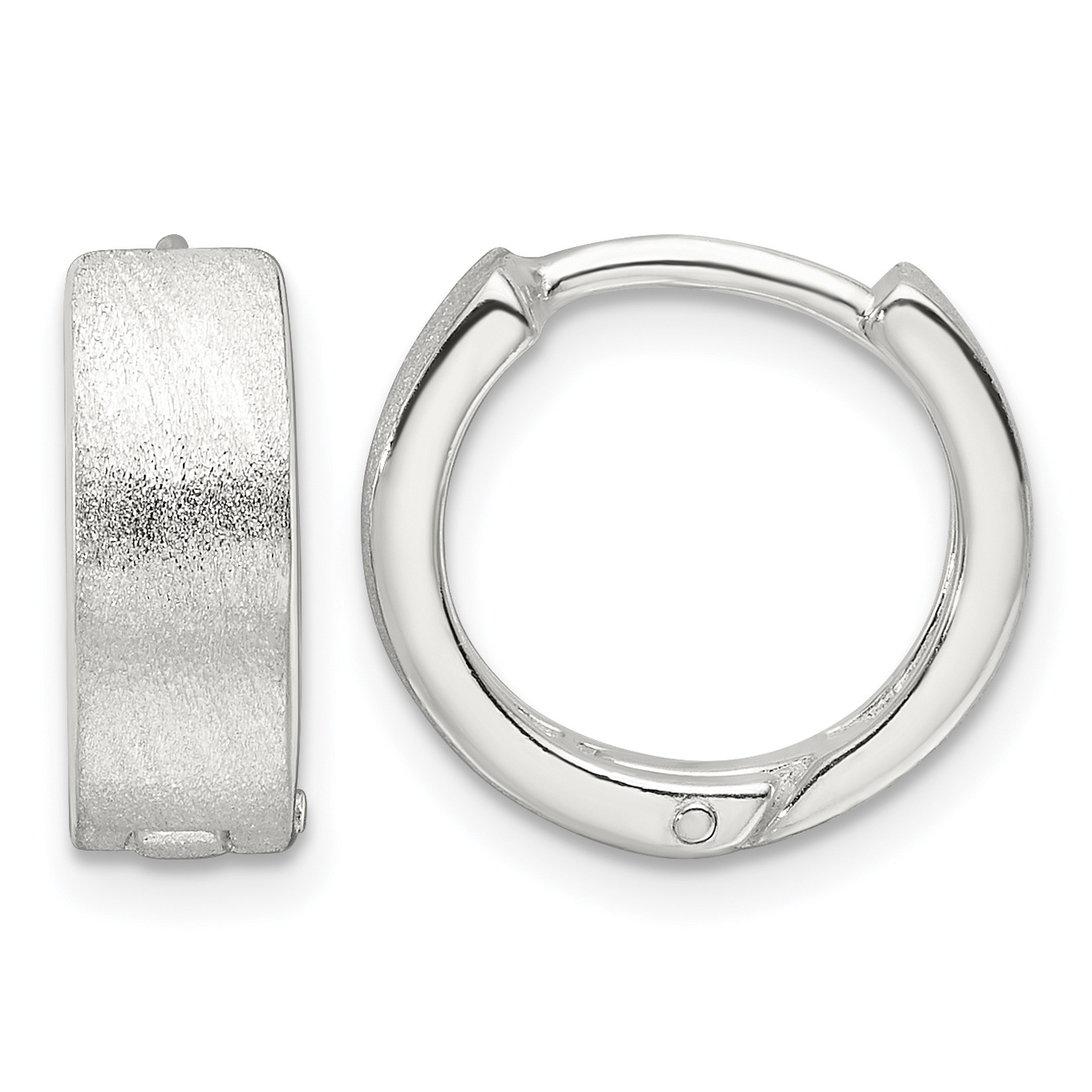 Sterling Silver Brushed and Polished 5mm Hinged Hoop Earrings (QE16967)