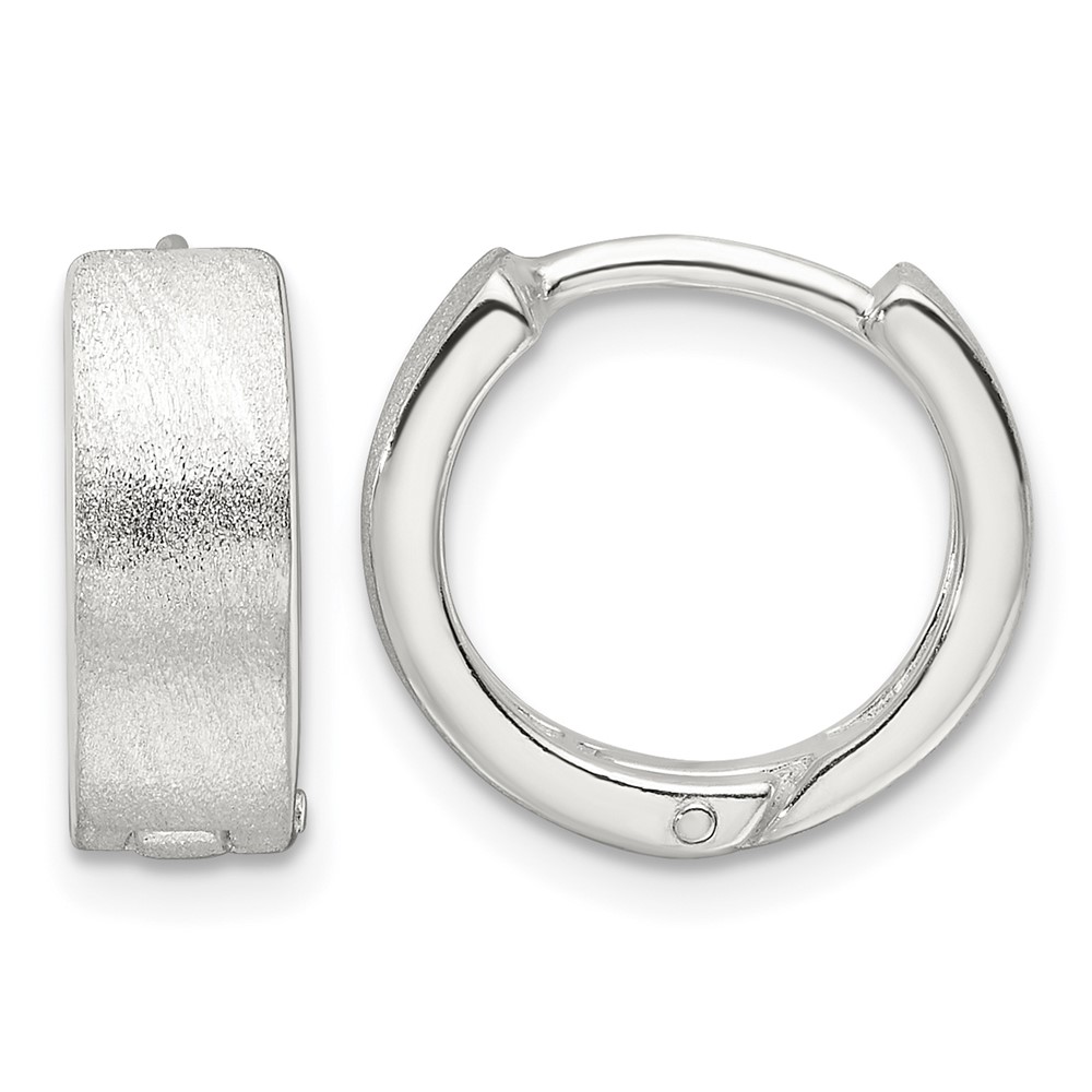 Sterling Silver Brushed and Polished 5mm Hinged Hoop Earrings (QE16967)