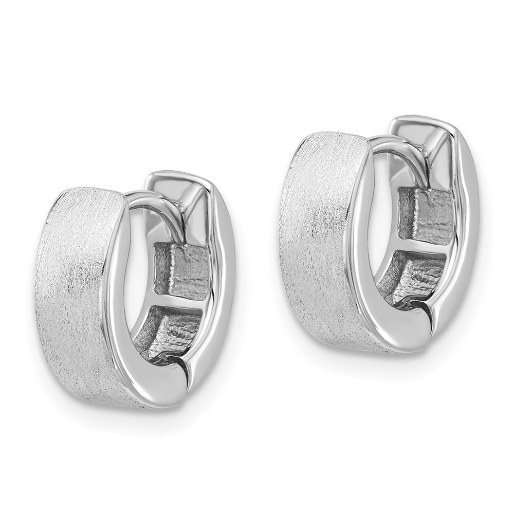 Sterling Silver Rhodium-plated Brushed 4x13mm Hinged Hoop Earrings (QE16968)