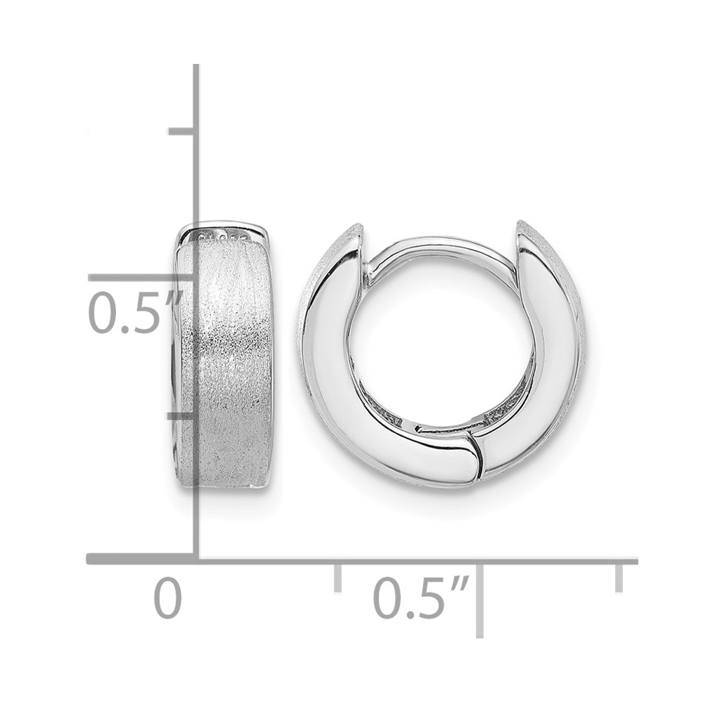 Sterling Silver Rhodium-plated Brushed 4x13mm Hinged Hoop Earrings (QE16968)