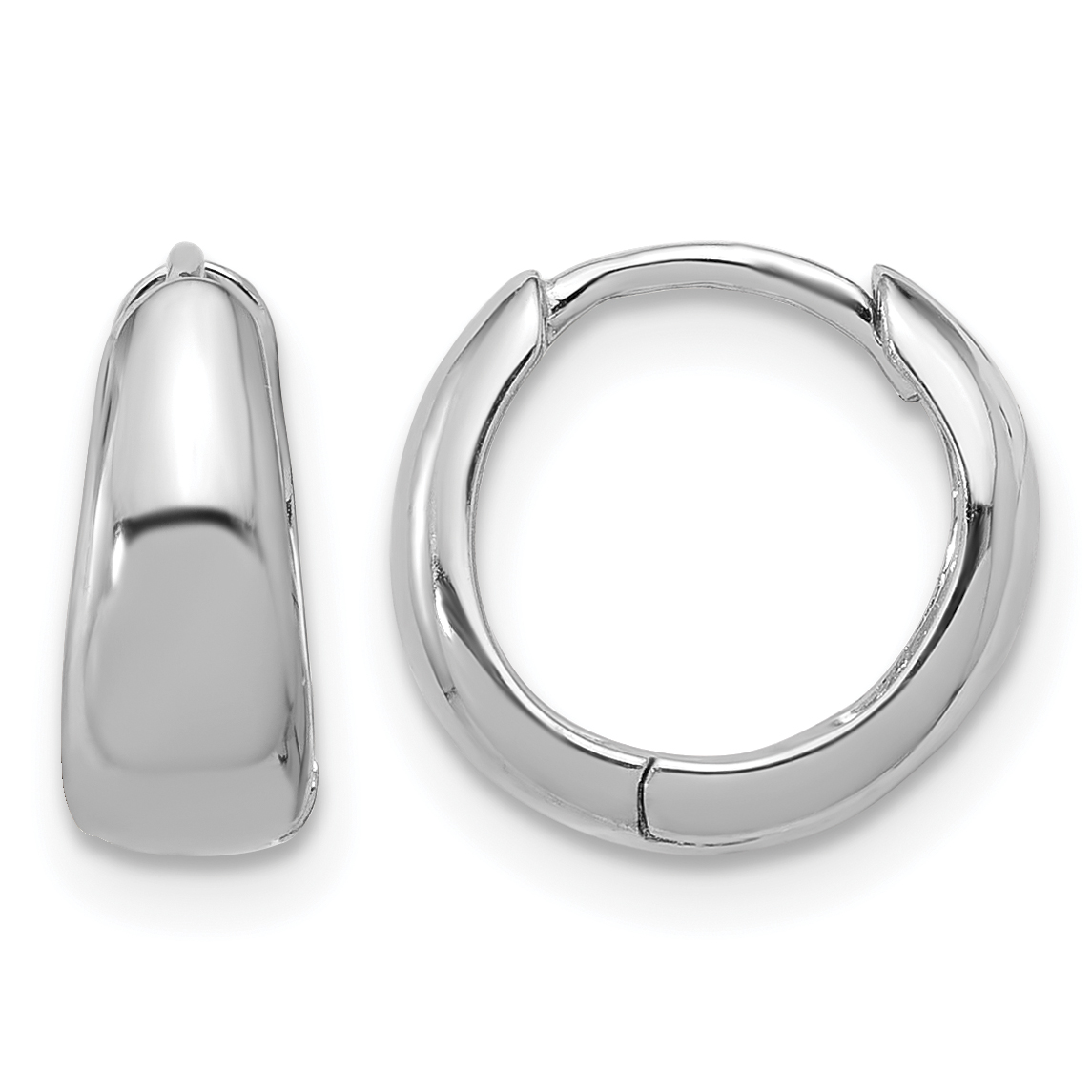 Sterling Silver Rhodium-plated 12x5mm Huggie Hoop Earrings (QE16970)