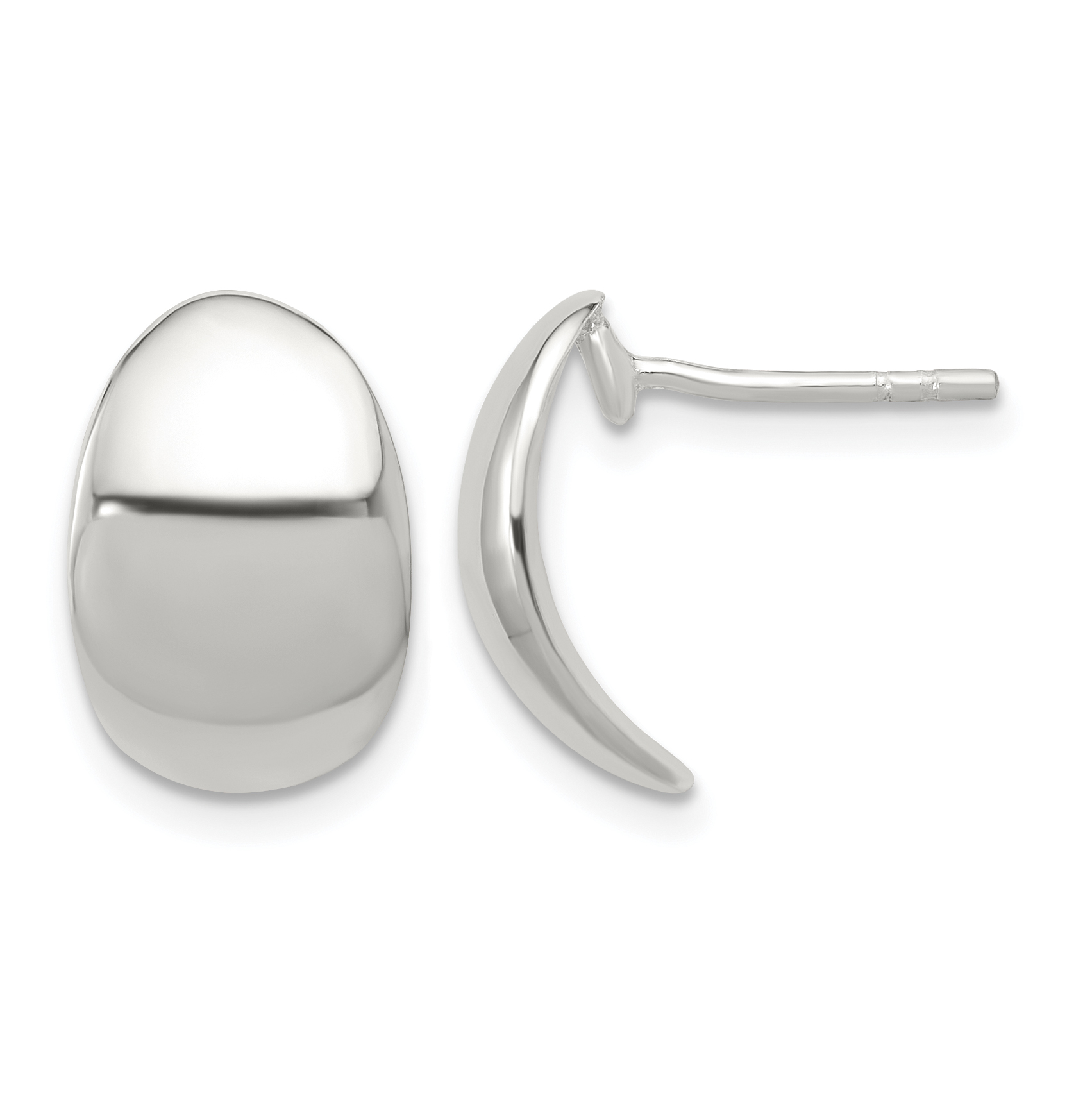 Sterling Silver Polished Curved C-Shape Post Earrings (QE16977)