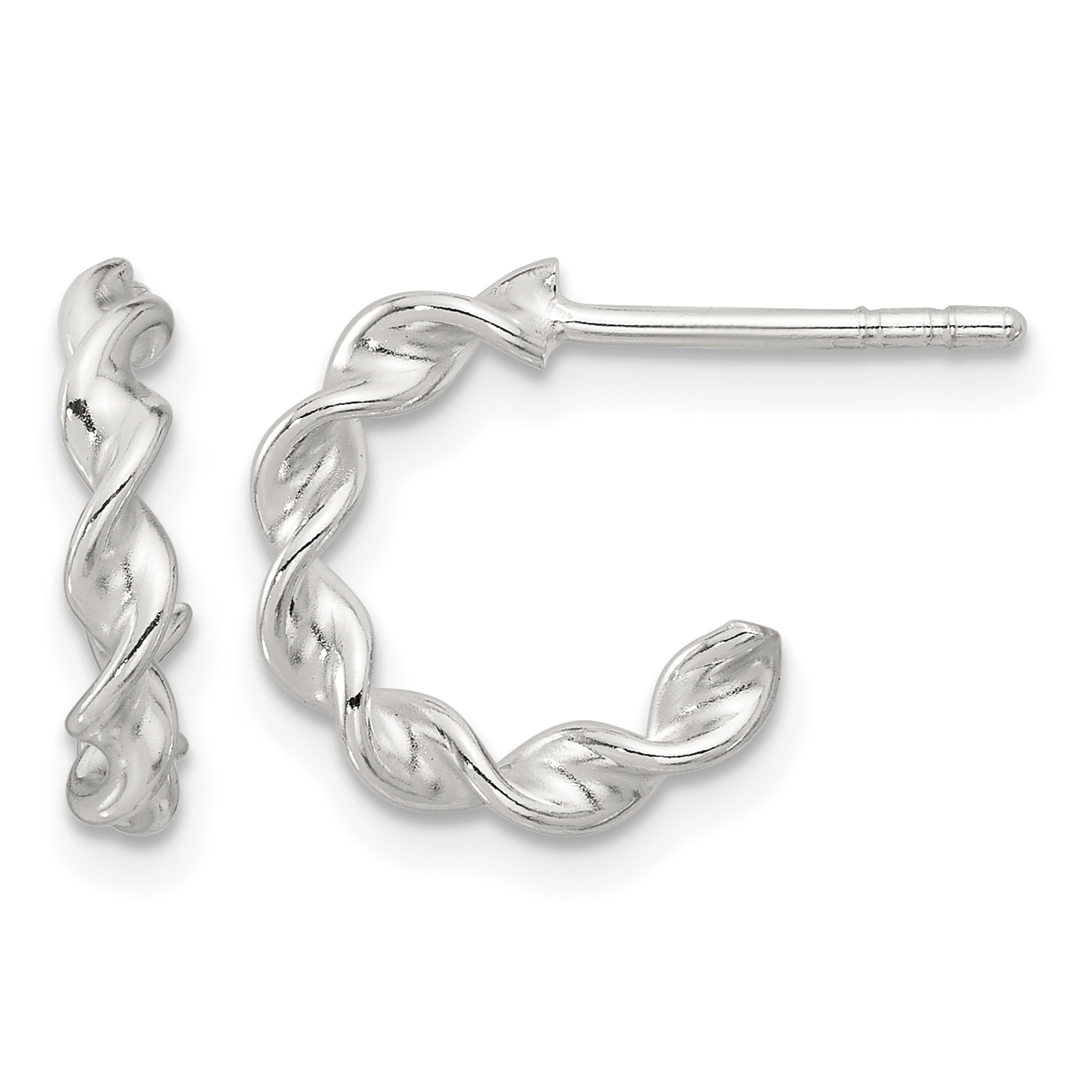 Sterling Silver E-coated Twisted Post Hoop Earrings (QE16978)
