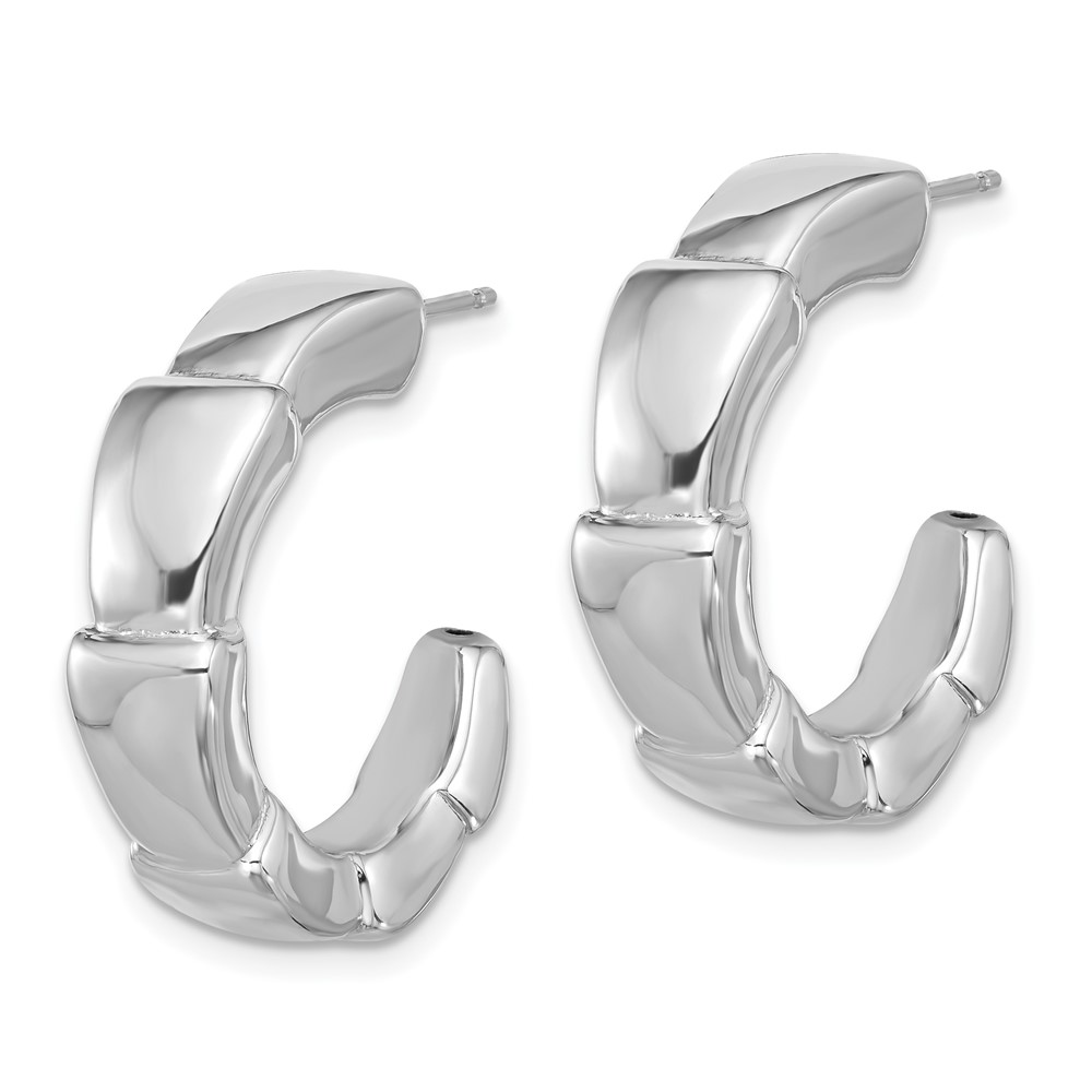Sterling Silver Rhodium-plated Polished Hoop Post Earrings (QE16979)