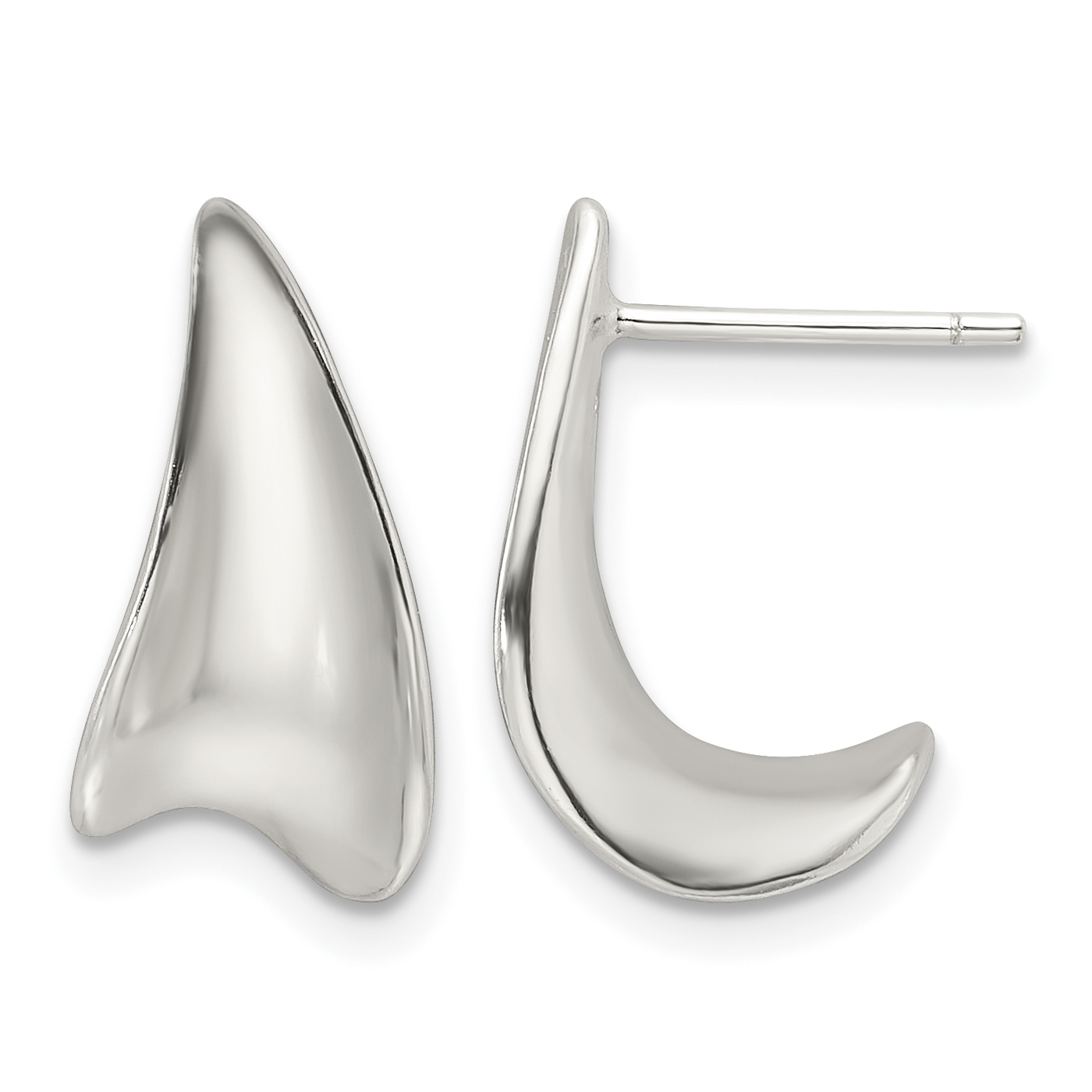 Sterling Silver E-Coating Polished Fancy J Hoop Earrings (QE16981)