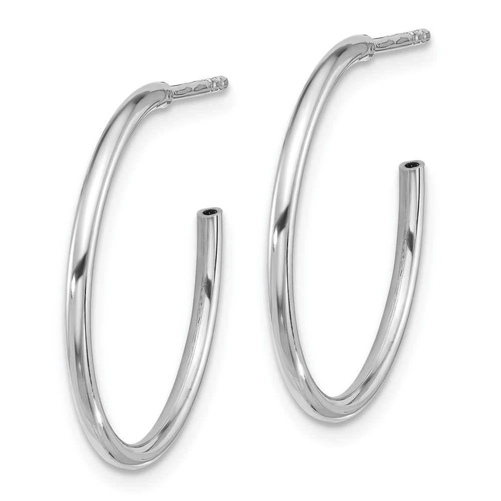 Sterling Silver Rhodium-plated Polished Hollow Tube C-Hoop Earrings (QE16984)