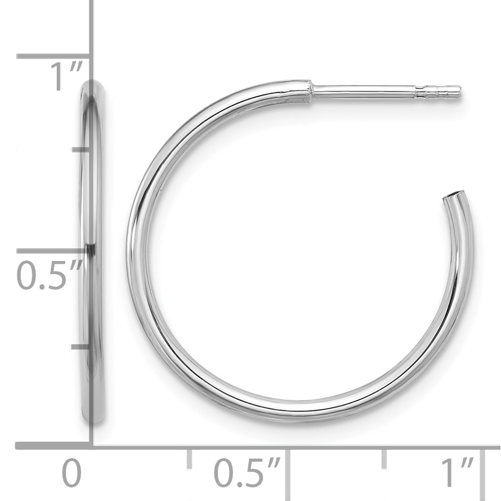 Sterling Silver Rhodium-plated Polished Hollow Tube C-Hoop Earrings (QE16984)