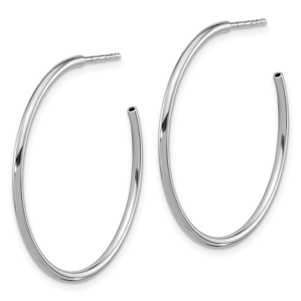 Sterling Silver Rhodium-plated Polished Hollow Tube C-Hoop Earrings (QE16985)