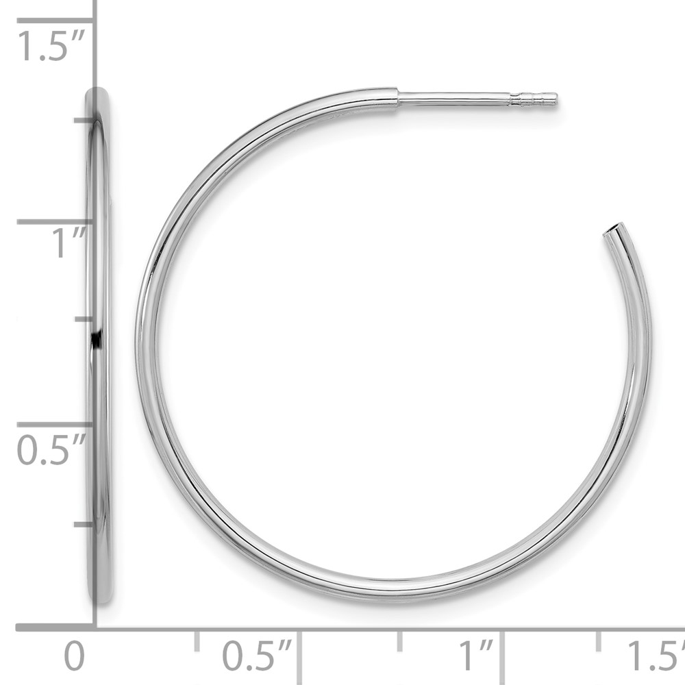 Sterling Silver Rhodium-plated Polished Hollow Tube C-Hoop Earrings (QE16985)