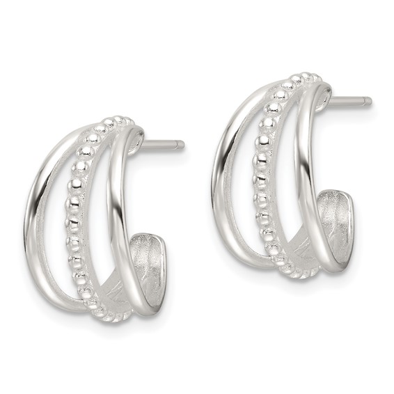 Sterling Silver Triple C-hoop Post Earrings