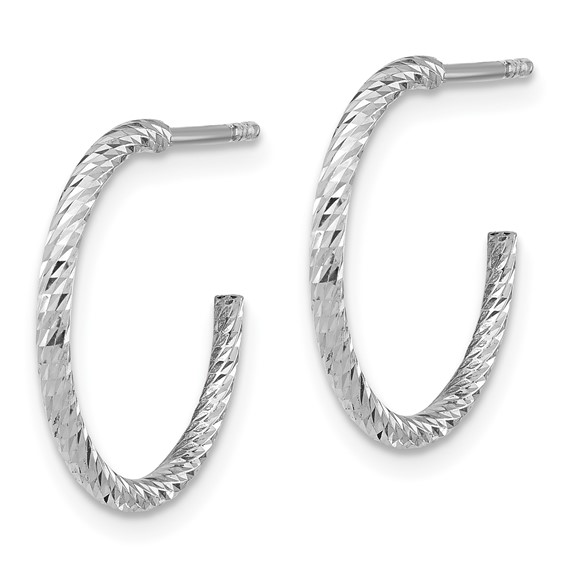Sterling Silver Diamond-cut C-hoop Post Earrings