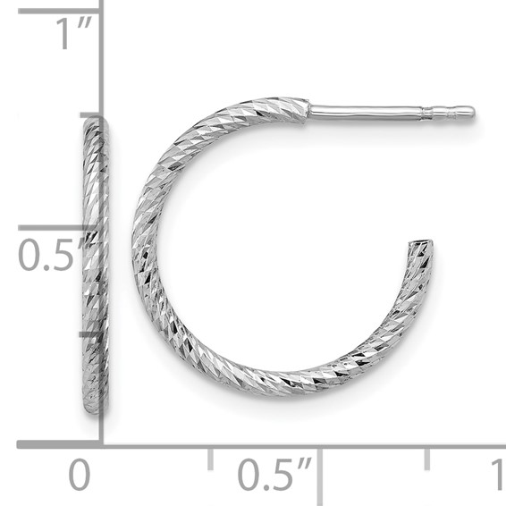 Sterling Silver Diamond-cut C-hoop Post Earrings