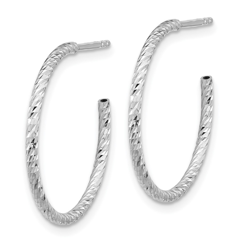 Sterling Silver Rhodium-plated D/C Hollow Tube C-Hoop Earrings (QE16992)