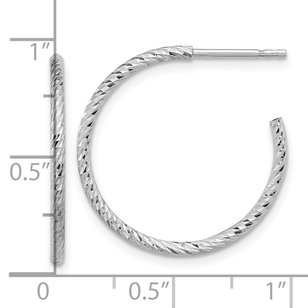 Sterling Silver Rhodium-plated D/C Hollow Tube C-Hoop Earrings (QE16992)