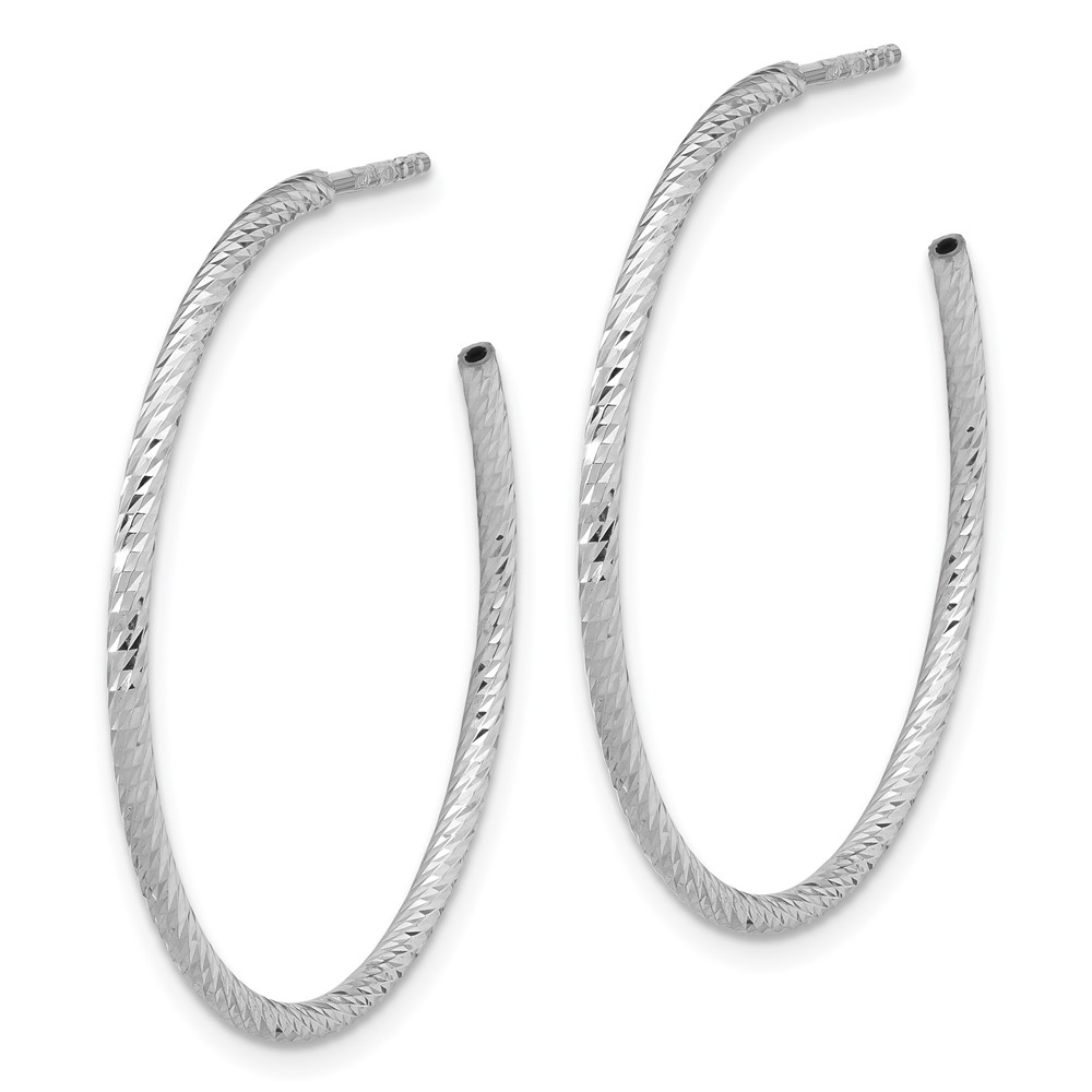 Sterling Silver Rhodium-plated D/C Hollow Tube C-Hoop Earrings (QE16993)