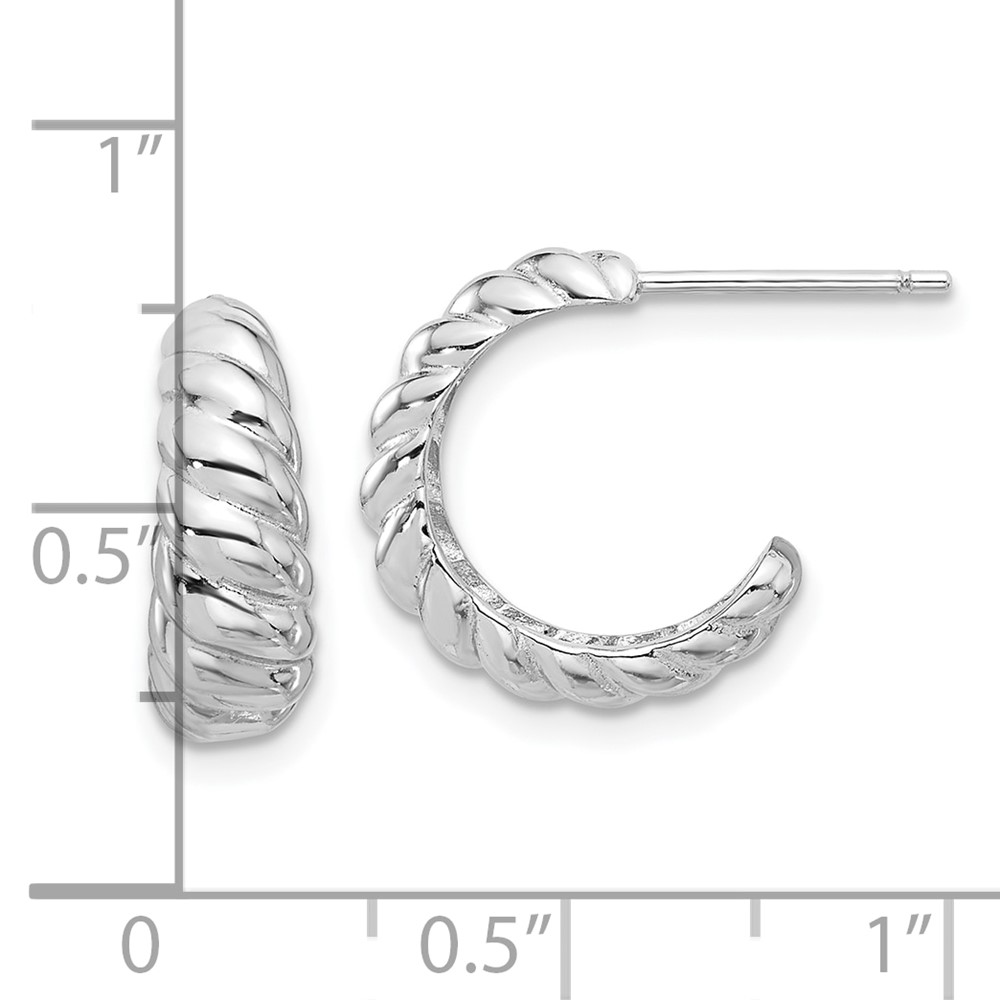 Sterling Silver Rhodium-plated Scalloped Post Hoop Earrings (QE16996)