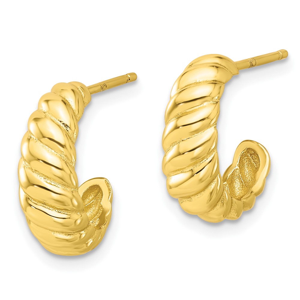 Sterling Silver Gold-tone Scalloped Post Hook Earrings (QE16996GP)