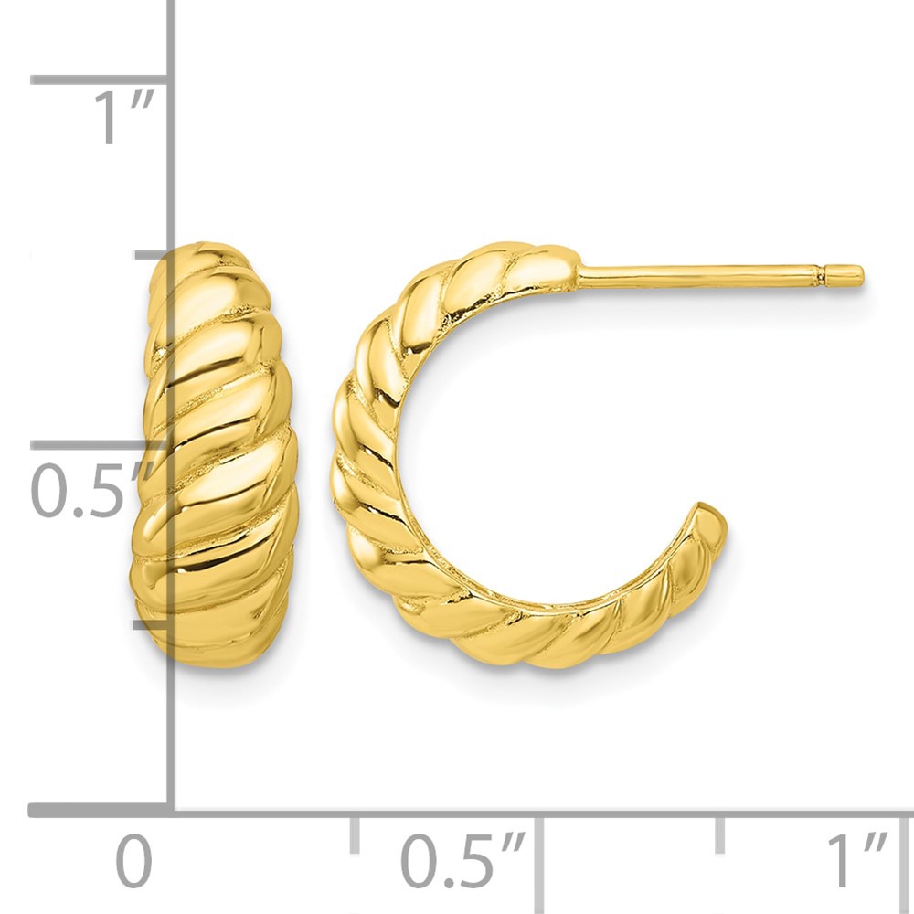 Sterling Silver Gold-tone Scalloped Post Hook Earrings (QE16996GP)