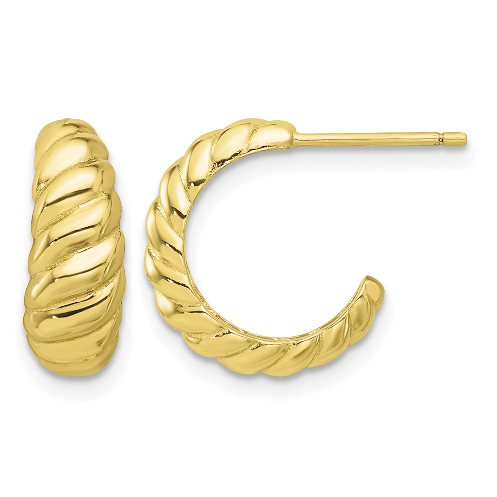Sterling Silver Gold-tone Scalloped Post Hook Earrings (QE16996GP)