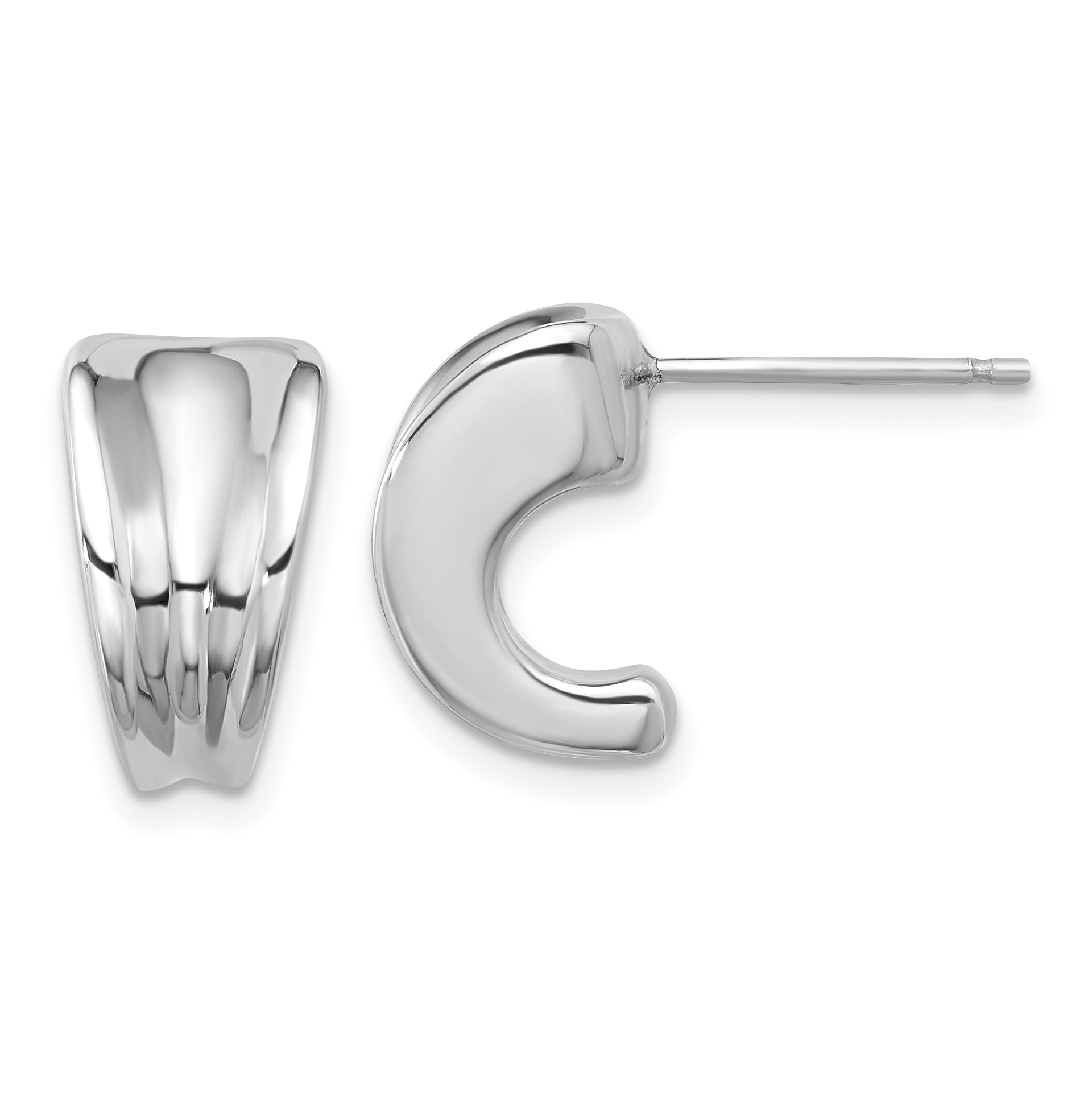 Sterling Silver Rhodium-plated Polished Graduating J-Hoop Post Earrings (QE16997)