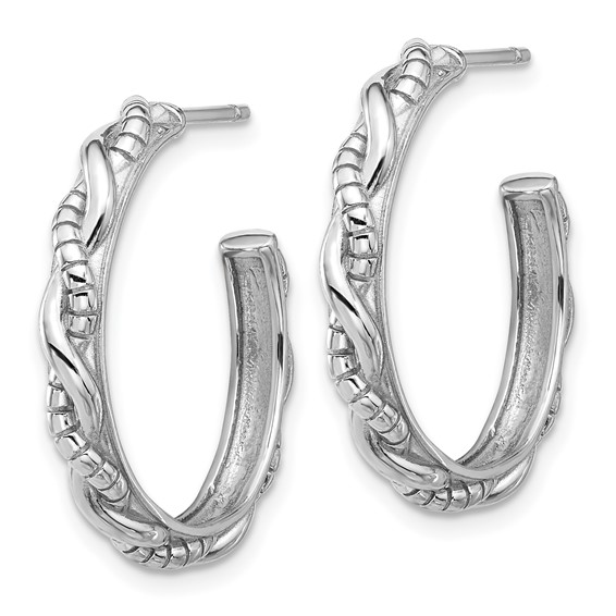 Sterling Silver Textured Twisted Hoop Earring