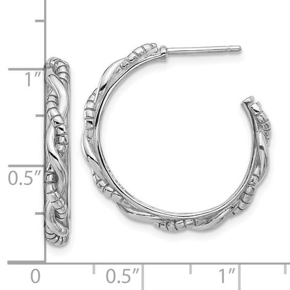 Sterling Silver Textured Twisted Hoop Earring