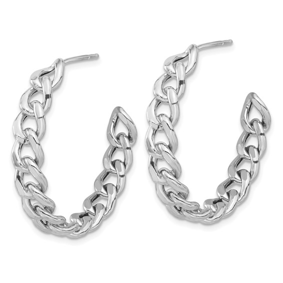 Sterling Silver Anchor Link Chain Hoop Earring