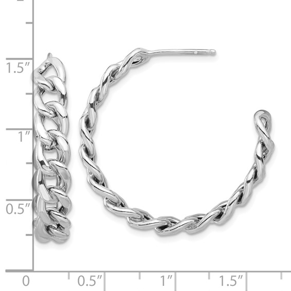 Sterling Silver Anchor Link Chain Hoop Earring
