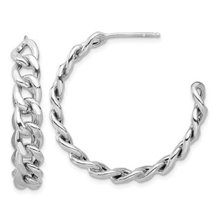 Sterling Silver Anchor Link Chain Hoop Earring