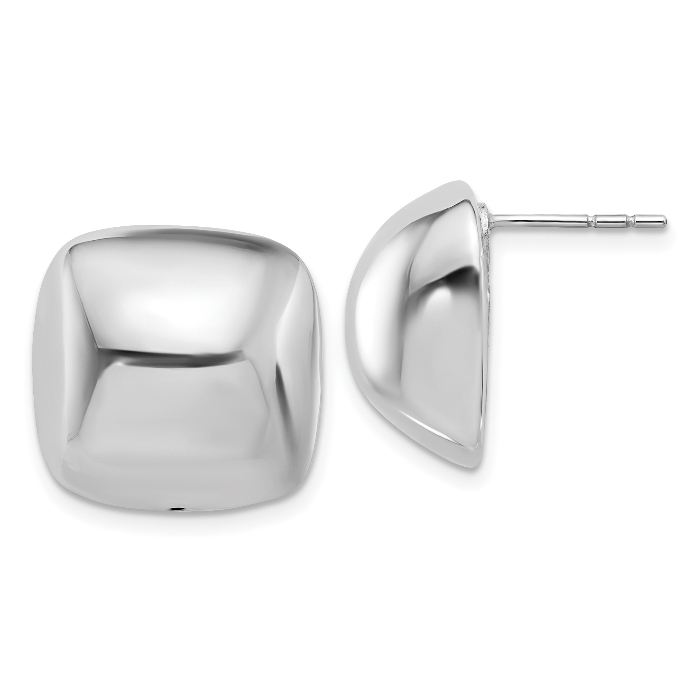 Sterling Silver Rhodium-plated Polished Square Post Earrings (QE17023)