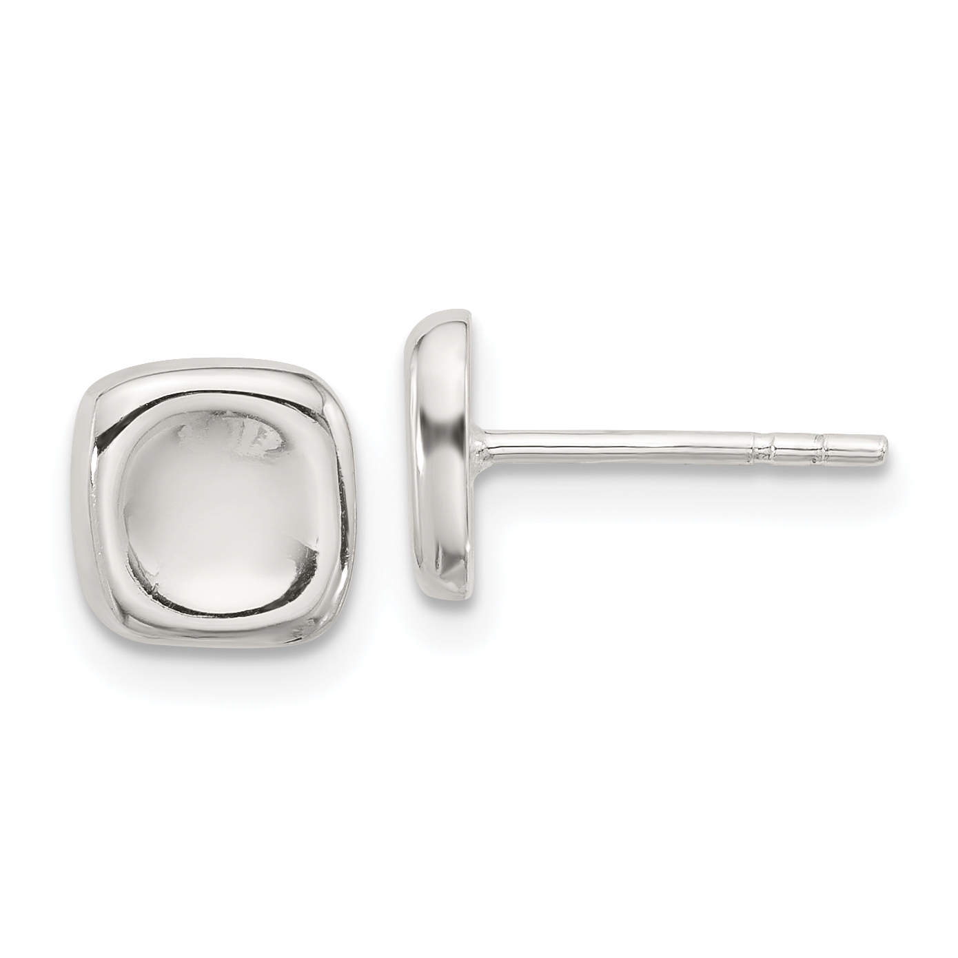 Sterling Silver Polished Wavy Puff Square Post Earrings (QE17024)