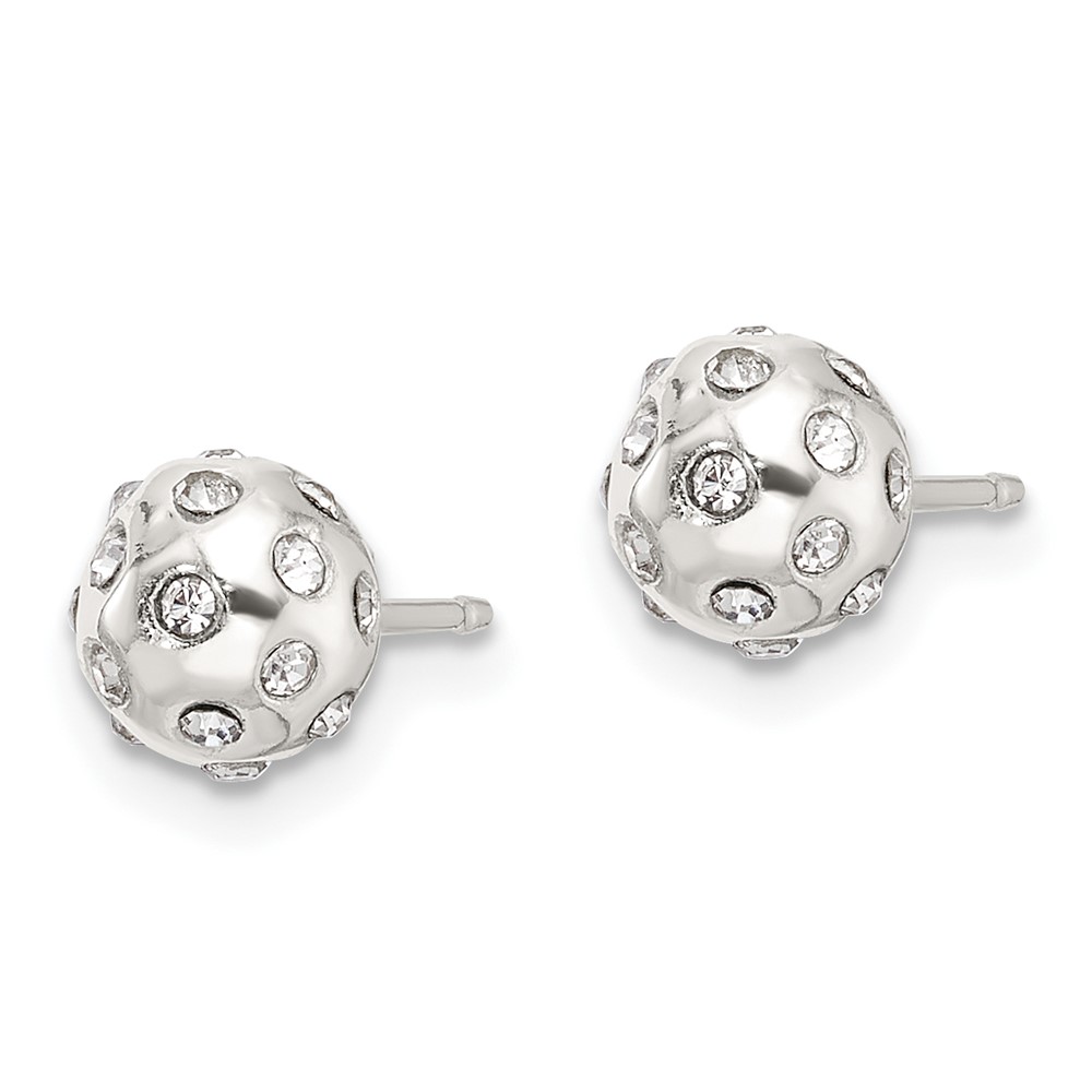 Sterling Silver Polished CZ 6.5mm Ball Stud Earrings (QE17025)
