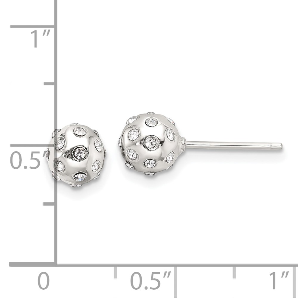 Sterling Silver Polished CZ 6.5mm Ball Stud Earrings (QE17025)