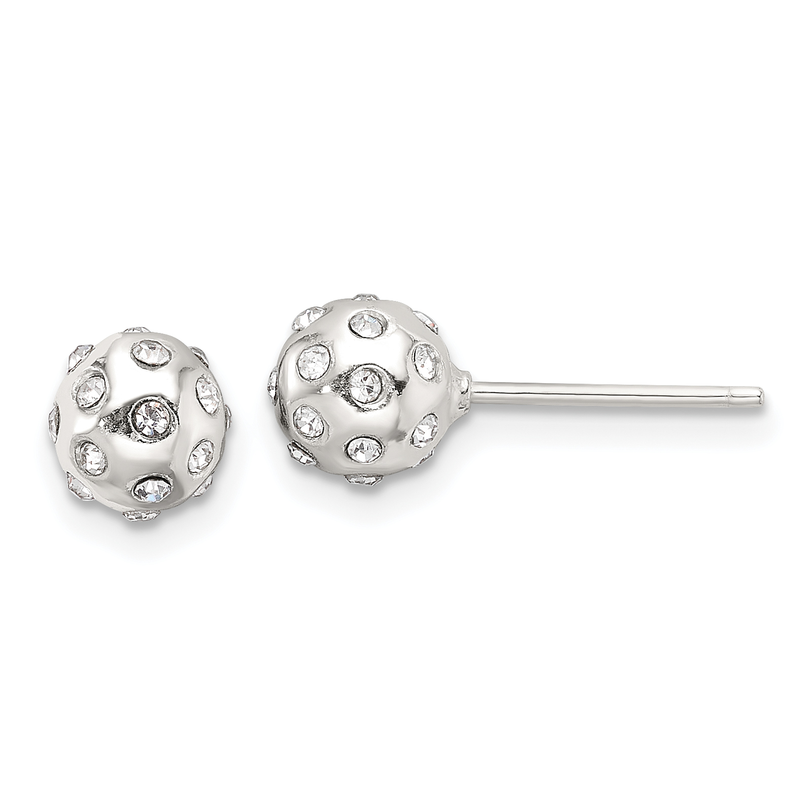 Sterling Silver Polished CZ 6.5mm Ball Stud Earrings (QE17025)