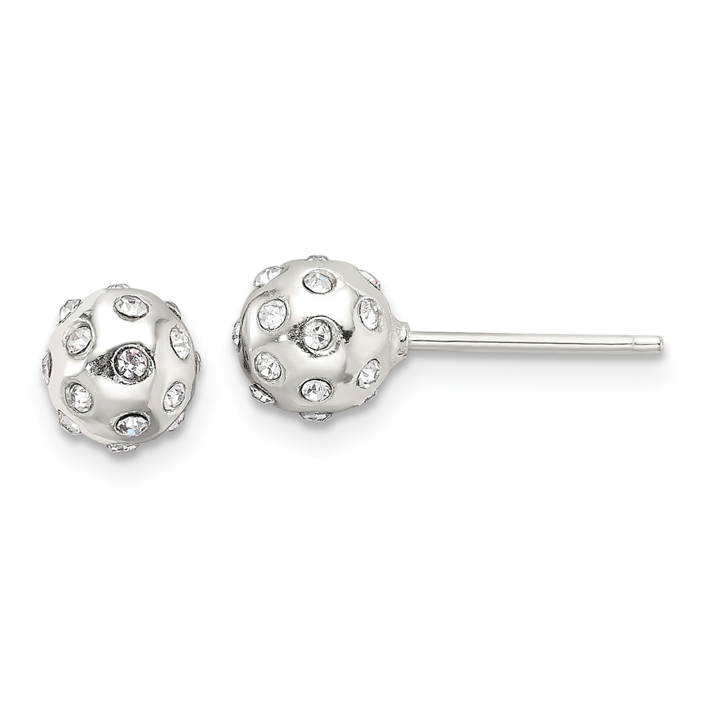 Sterling Silver Polished CZ 6.5mm Ball Stud Earrings (QE17025)