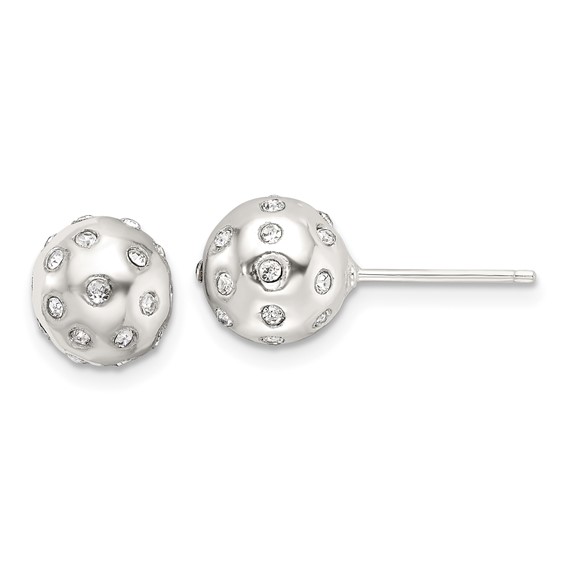 Sterling Silver Crystal Ball Post Earrings
