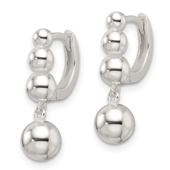 Sterling Silver E-Coating Beaded Dangle Earrings