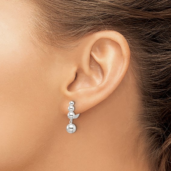 Sterling Silver E-Coating Beaded Dangle Earrings