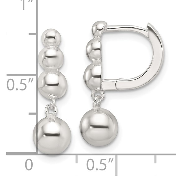 Sterling Silver E-Coating Beaded Dangle Earrings