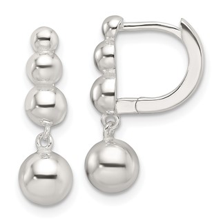 Sterling Silver E-Coating Beaded Dangle Earrings