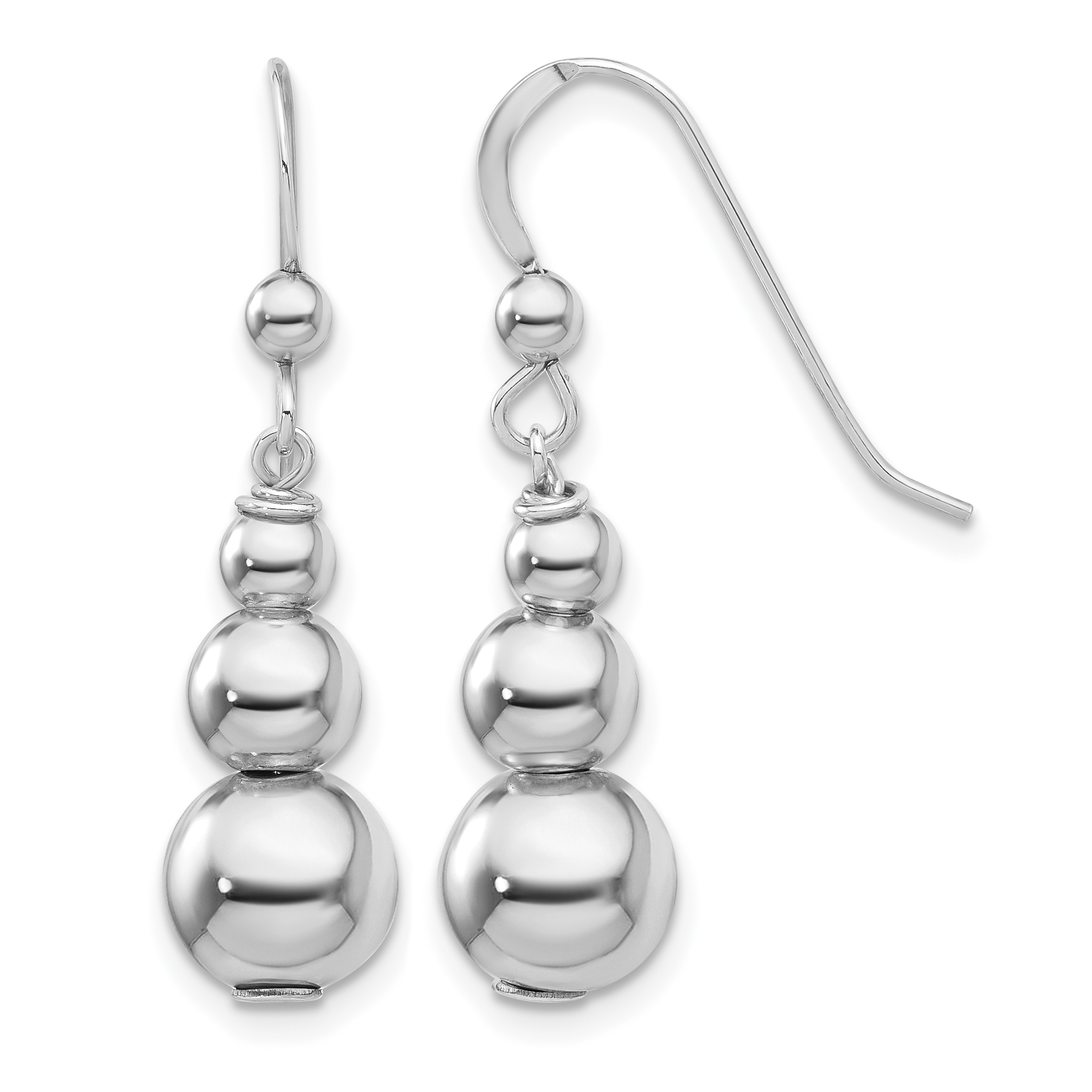 Sterling Silver Rhodium-plated Graduated Beads Dangle Earrings (QE17028)