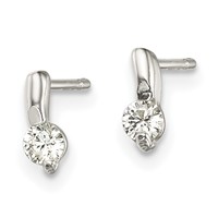 Sterling Silver Polished CZ Petite Post Earrings view 2