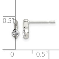 Sterling Silver Polished CZ Petite Post Earrings view 4