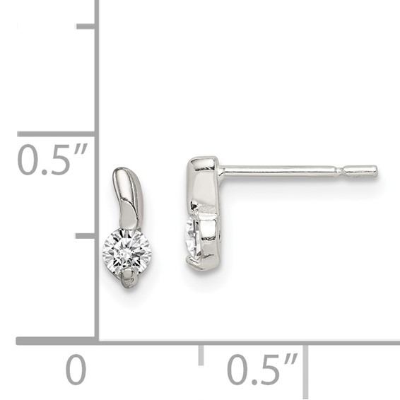 Sterling Silver Polished CZ Post Earrings